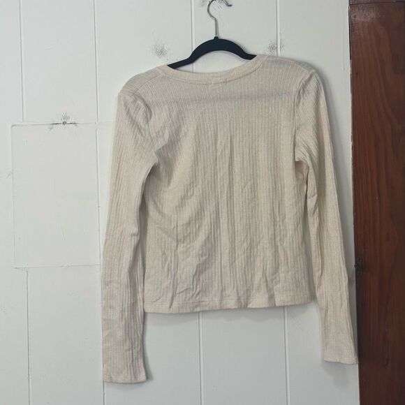 Aerie Cream Sparkle Women's Cardigan Ribbed Sweater Mediu - Picture 6 of 6